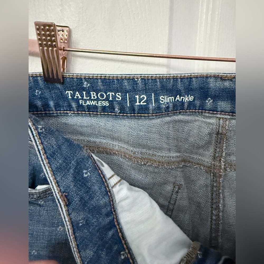 Talbots Dot Print Slim Ankle Jeans 12 - Picture 6 of 7